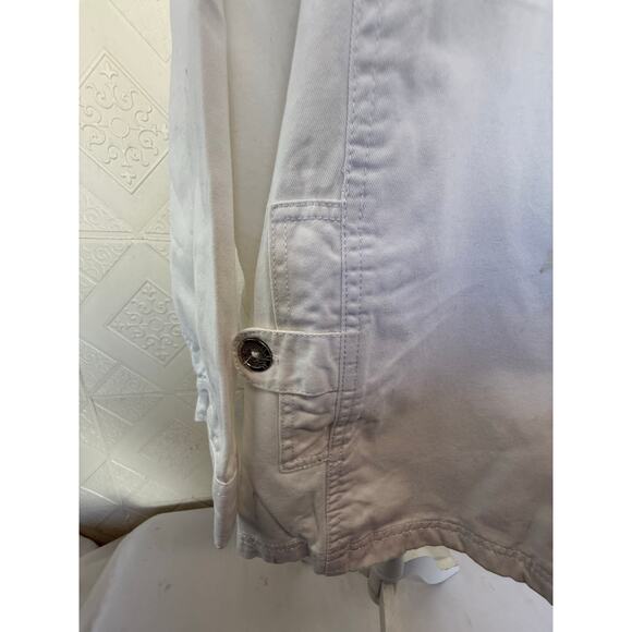 Jacket Tudor court size 4x women's White denim  2 big pockets dirty spots - Picture 13 of 16